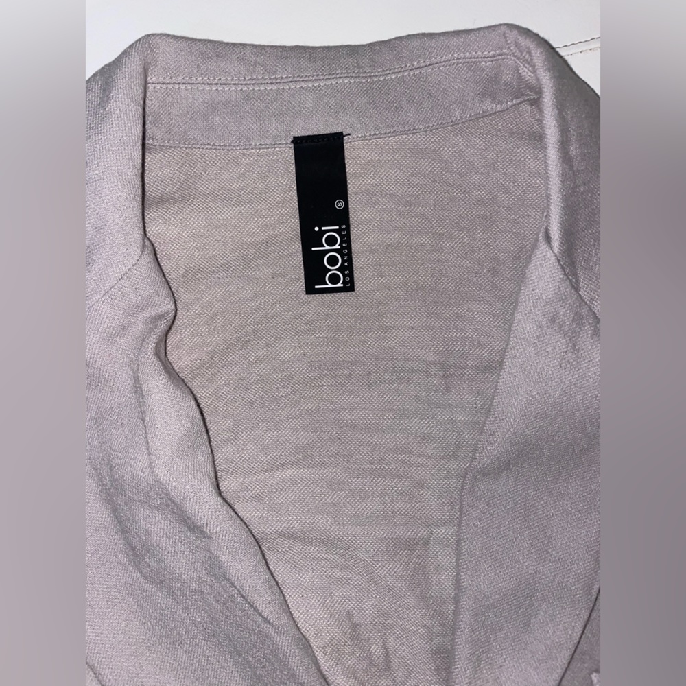 NWT BOBI linen pull on pants and cropped jacket coord set in gray lead Small - Picture 4 of 13